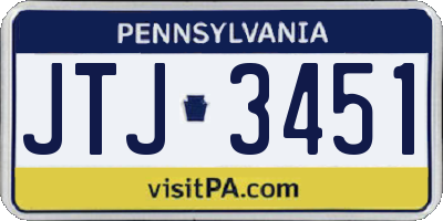 PA license plate JTJ3451