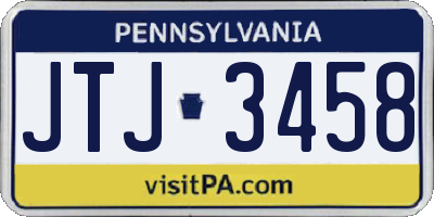 PA license plate JTJ3458