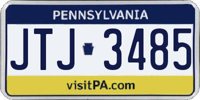 PA license plate JTJ3485