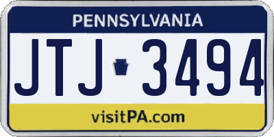 PA license plate JTJ3494