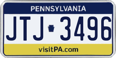PA license plate JTJ3496
