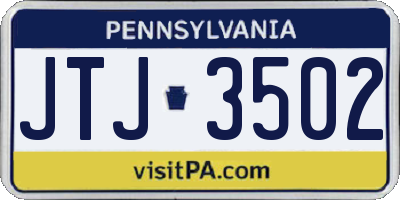 PA license plate JTJ3502