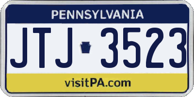 PA license plate JTJ3523