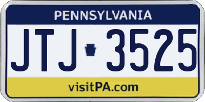 PA license plate JTJ3525