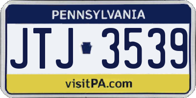 PA license plate JTJ3539