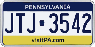 PA license plate JTJ3542