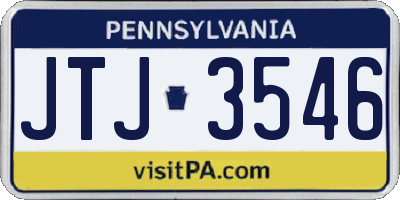 PA license plate JTJ3546