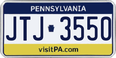 PA license plate JTJ3550