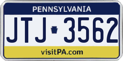 PA license plate JTJ3562