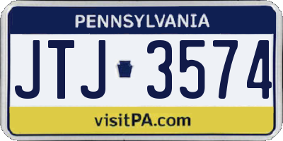 PA license plate JTJ3574