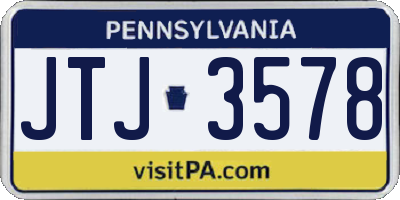 PA license plate JTJ3578