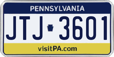 PA license plate JTJ3601