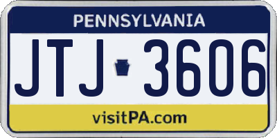 PA license plate JTJ3606