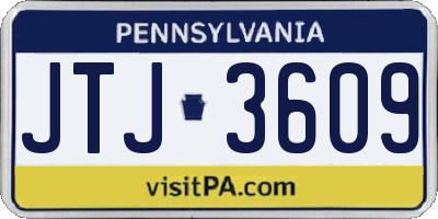 PA license plate JTJ3609
