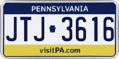 PA license plate JTJ3616