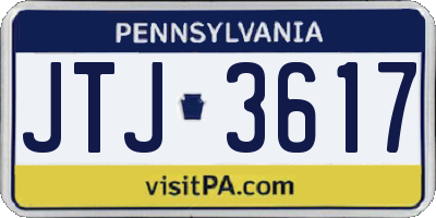 PA license plate JTJ3617