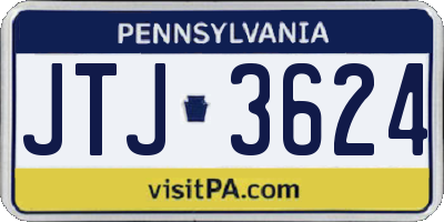 PA license plate JTJ3624