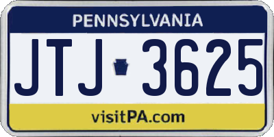 PA license plate JTJ3625