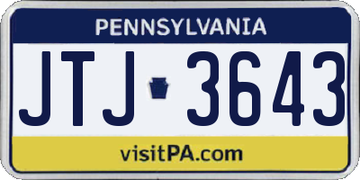PA license plate JTJ3643