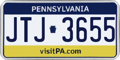 PA license plate JTJ3655