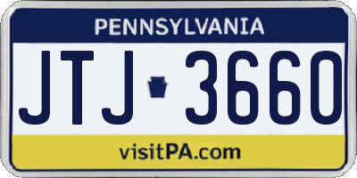 PA license plate JTJ3660
