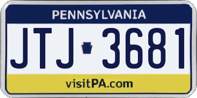 PA license plate JTJ3681