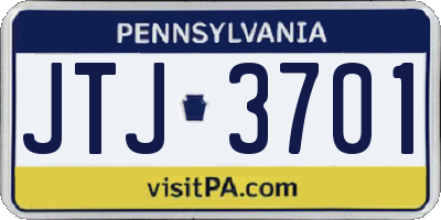 PA license plate JTJ3701