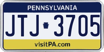 PA license plate JTJ3705