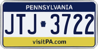 PA license plate JTJ3722