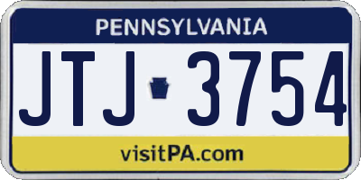 PA license plate JTJ3754