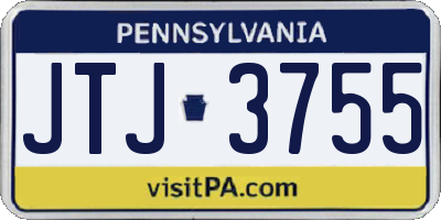 PA license plate JTJ3755