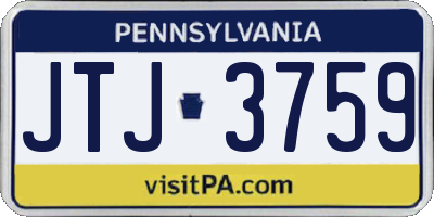 PA license plate JTJ3759