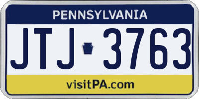 PA license plate JTJ3763