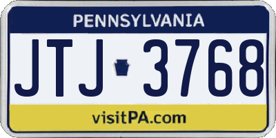 PA license plate JTJ3768