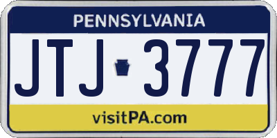 PA license plate JTJ3777