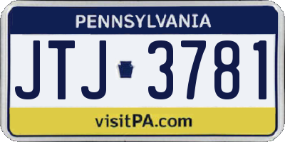PA license plate JTJ3781
