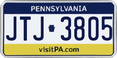 PA license plate JTJ3805