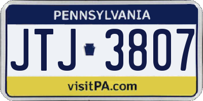 PA license plate JTJ3807