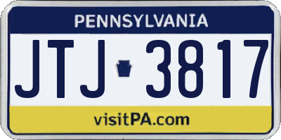 PA license plate JTJ3817