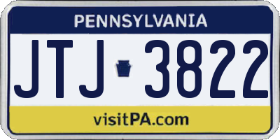 PA license plate JTJ3822