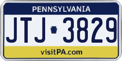 PA license plate JTJ3829