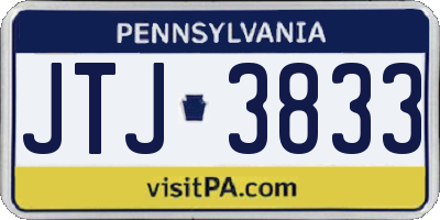 PA license plate JTJ3833