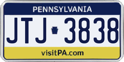 PA license plate JTJ3838