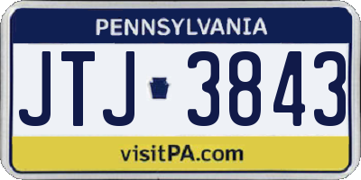 PA license plate JTJ3843