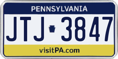 PA license plate JTJ3847