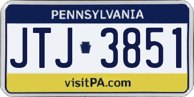 PA license plate JTJ3851