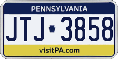 PA license plate JTJ3858