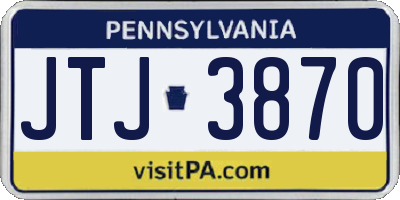PA license plate JTJ3870