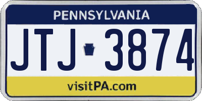 PA license plate JTJ3874