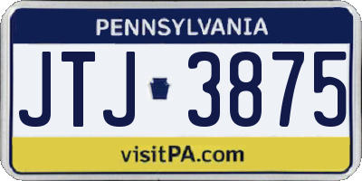 PA license plate JTJ3875